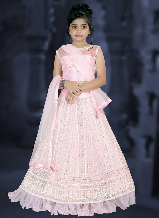 Aaradhna Vol 4 Latest Fancy Designer Party Wedding Wear Net With Lucknowi Work Kids Wear Girls Lehnga Choli Collection